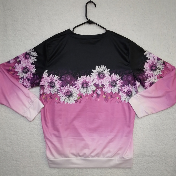 Silky Long Sleeve Floral Print Blouse- size XXL - Picture 3 of 4